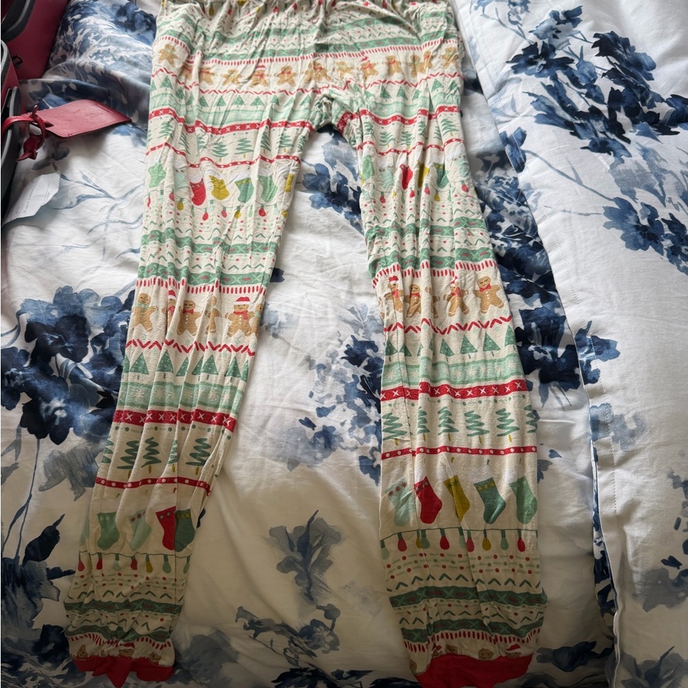 Little Sleepies Holiday Patterned Lounge Pants - Red, Green, Cream